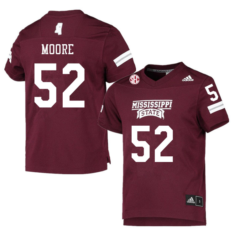 Men #52 Khalid Moore Mississippi State Bulldogs College Football Jerseys Sale-Maroon